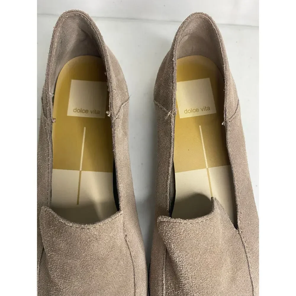 Women's Dolce Vita Loafers Slip On Calla Gray Suede Leather Work Casual Size 7